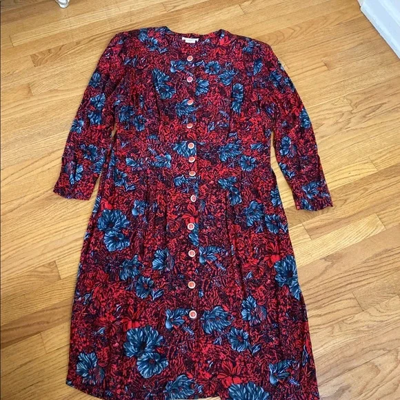 Vintage 80s Floral Button Front address 16W - Picture 5 of 13